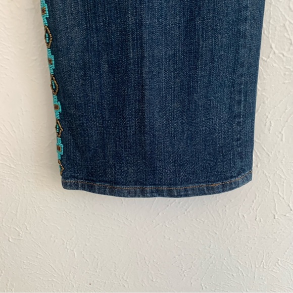 Lauren Ralph Lauren Vintage 90s Beaded Embossed Jeans Western Rodeo Aztec 18W - Picture 3 of 12